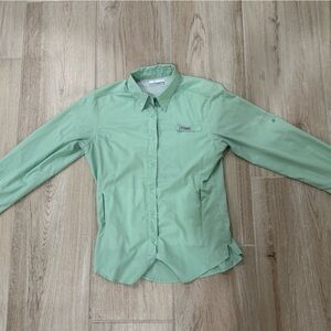 Columbia Lime Green Omni-Shade Button-Up Shirt